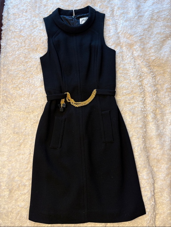blue dress with gold buttons Adrian Dark Denim Gold Button Dress Blue / Large